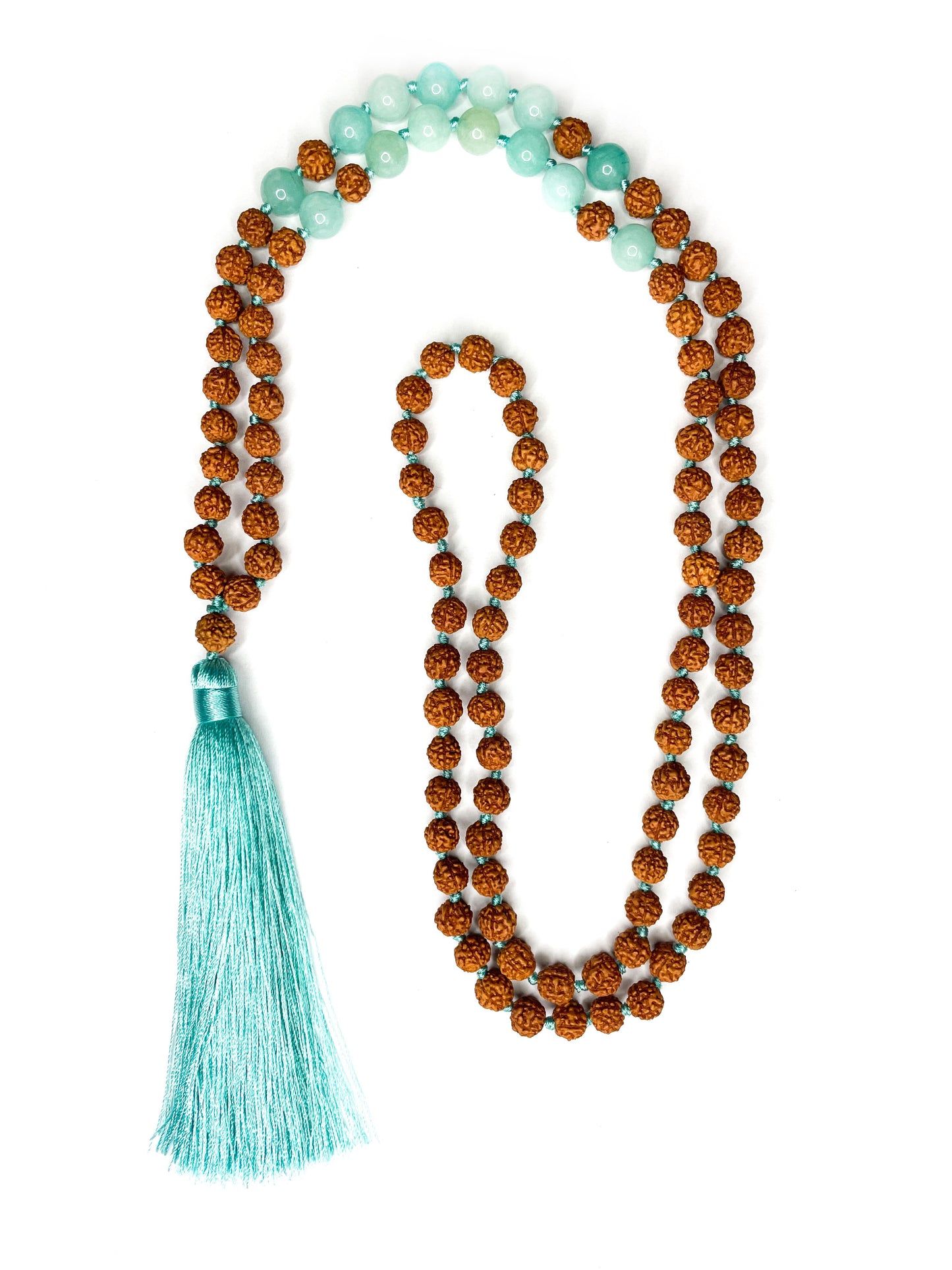 Rudraksha meditation necklace with agate crystal - 8mm - various