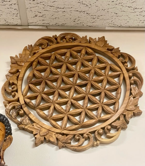 Large flower of life wooden wallhanging