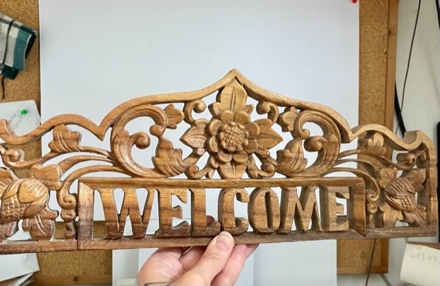 Welcome wooden panel 40cm