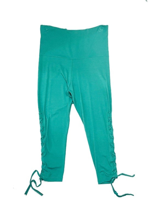 Legging - 3/4 with side lace up detail - green