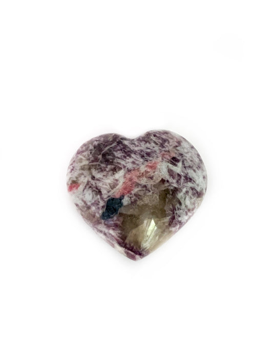 Lepidolite and pink tourmaline heart - 50mm