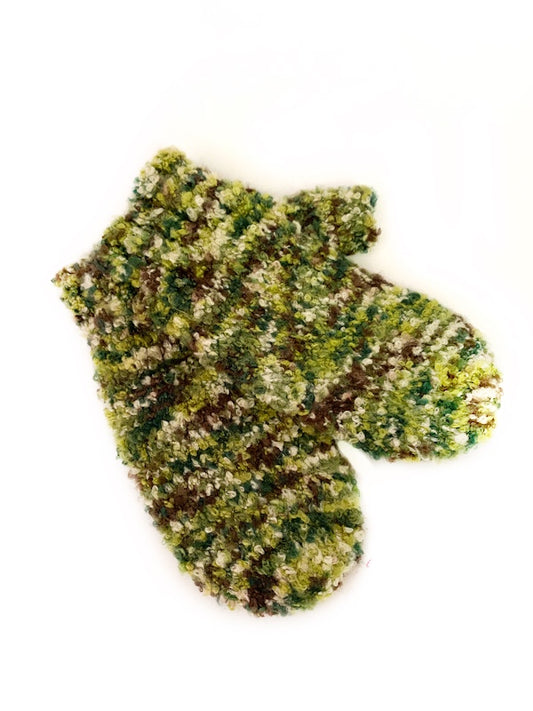 Mittens - green marled yarn