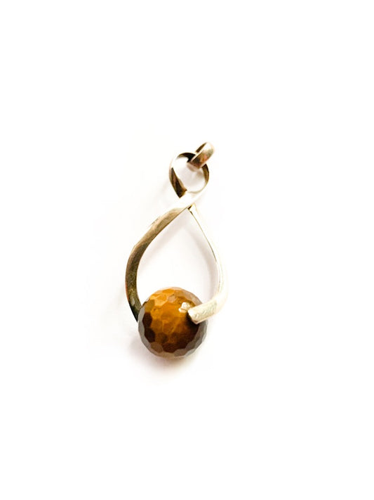 Silver tiger's eye infinity pendant