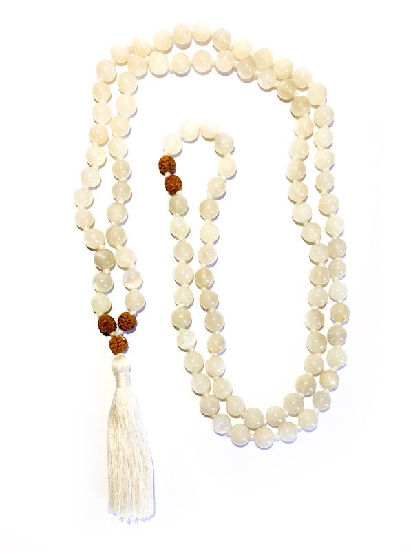 White moon stone mala - 8mm