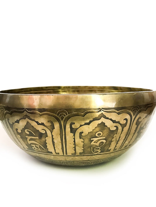 Singing Bowl Etched Tibetan hand beaten, 30cm, G sharp note
