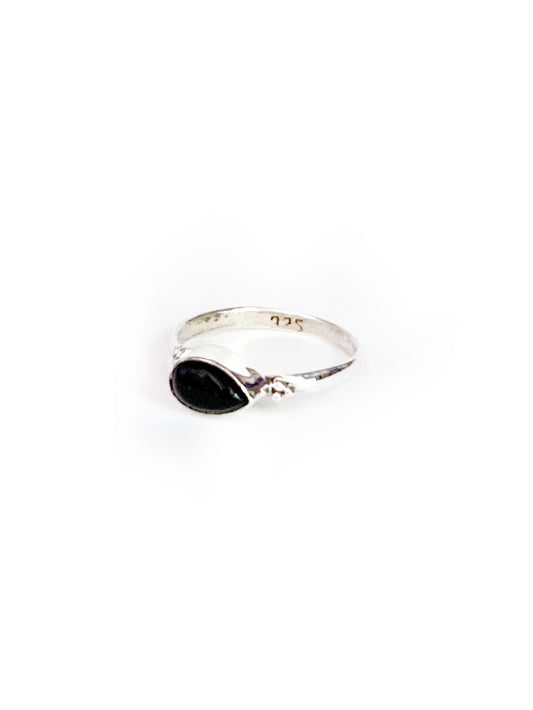 TEARDROP SHAPED SILVER RING - VARIOUS CRYSTAL OPTIONS