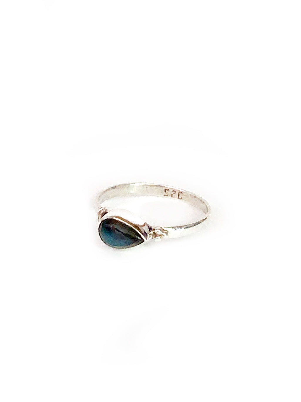 TEARDROP SHAPED SILVER RING - VARIOUS CRYSTAL OPTIONS