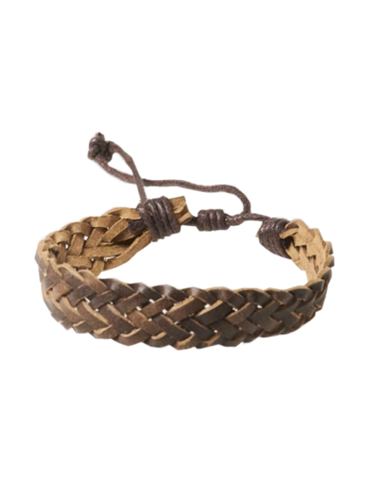 Woven Genuine Leather Wristband